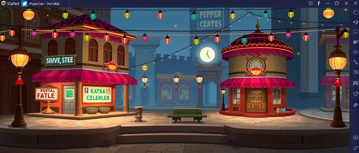 Pepper Passage Diwali Event Diwali celebration event in Pepper Passage Indian Route showing decorated marketplaces and special in-game items